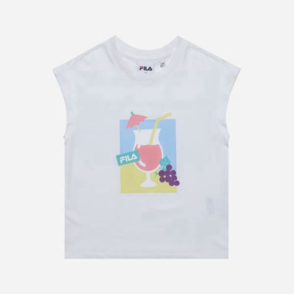 Camisetas Fila Menina Branco - Fila Juicy Cap Sleeveless En Portugal,KUBM-10379